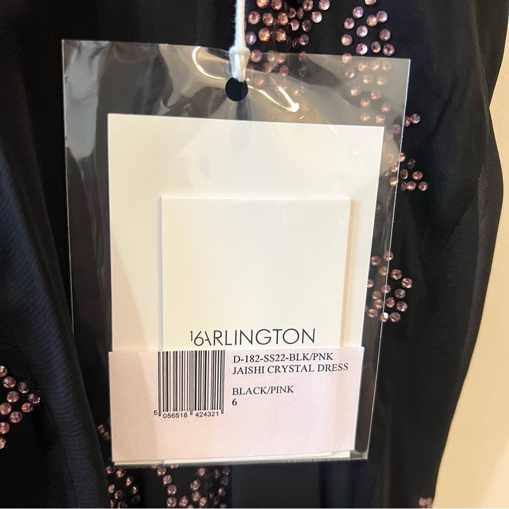 16arlington Jaishi V-Neck Crystal-Embellished Midi Dress Black Pink Size 6 Nwt! — image 6 of 8